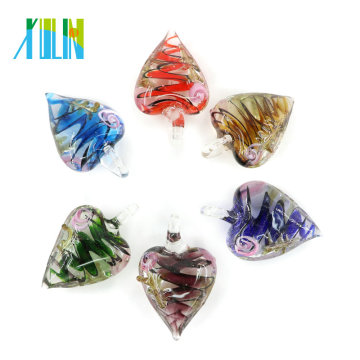 Fashion Heart Murano Lampwork Glass Pendants for Jewelry Making 12pcs/box , MC0096